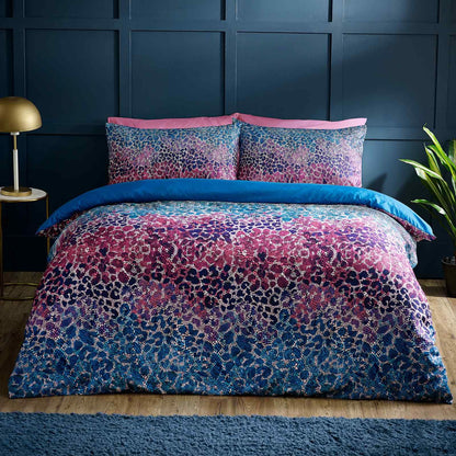 Satin Animal Print Teal Duvet Cover Set