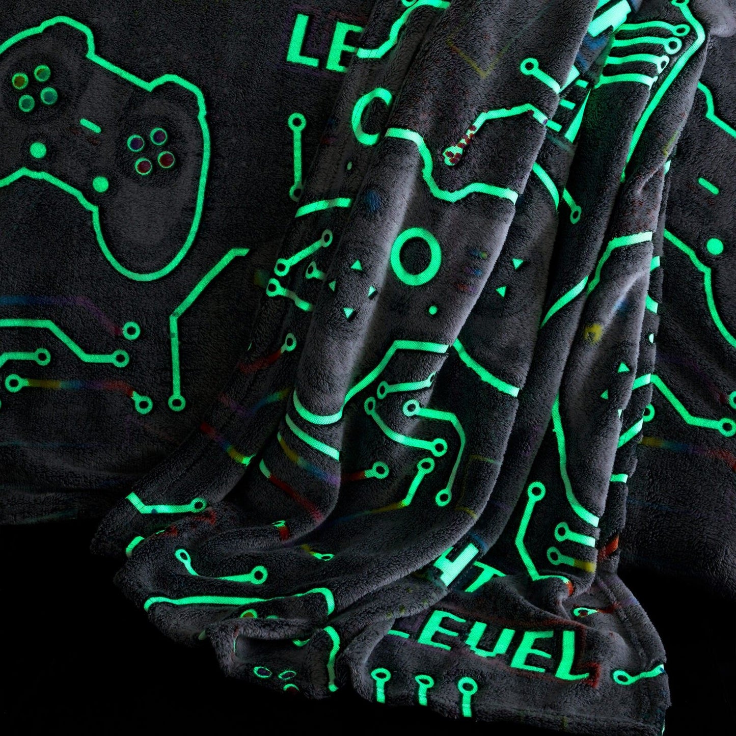 Game Over Glow in the Dark Fleece Cosy Fleece Blanket Throw Black