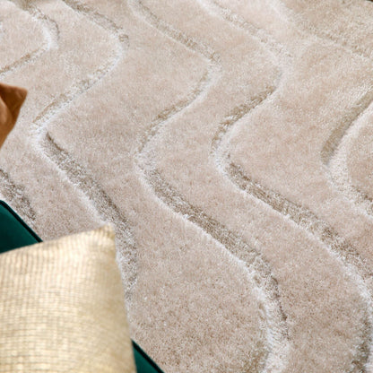 Soft Carved Wave Cream Modern Rugs