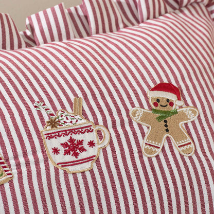 Catherine Lansfield Christmas Gingerbread Stripe Cushion Natural - 30x50cm