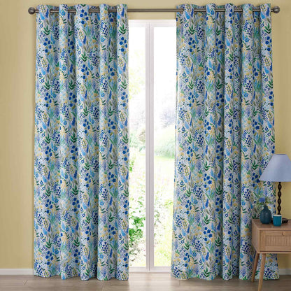 Tilly Floral Blue Curtains Two Panels - 66x90 Inch