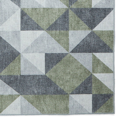 Coral H1057 Green/Grey Modern Washable Rug