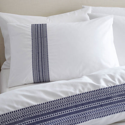 Remy Embroidery White Blue Duvet Cover Set