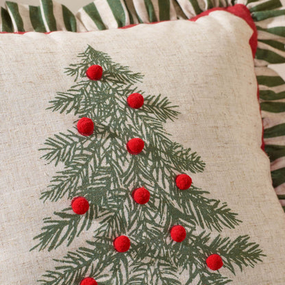 Catherine Lansfield Frilled Christmas Tree Cushion Green - 45x45cm