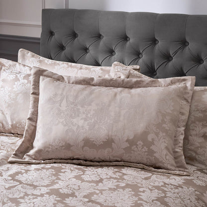 Damask Jacquard Quilted Pillow sham Pair Champagne Gold