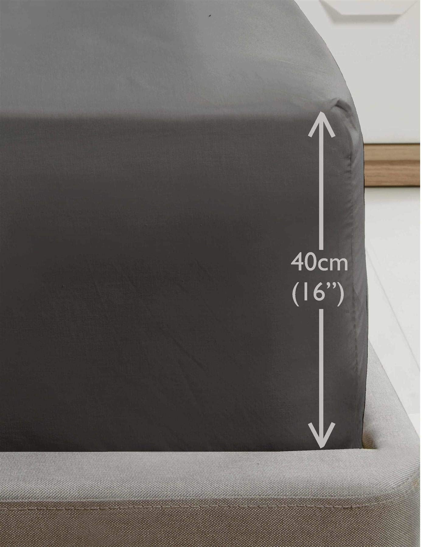 SND Percale 16" Charcoal Fitted Sheet