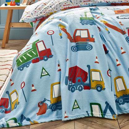 Digger Dreams Blue Blanket Throw