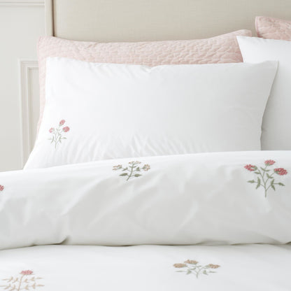Bianca Fine Linens Adeline Embroidered Cotton Bedding Duvet Cover Set White