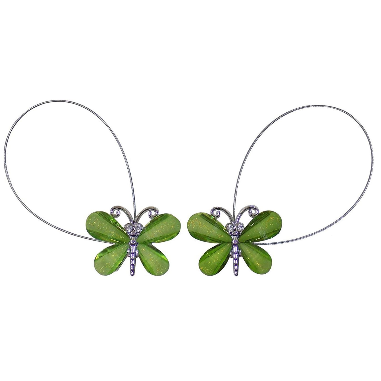 Magnetic Butterfly Wire Green Curtain Tiebacks Pair