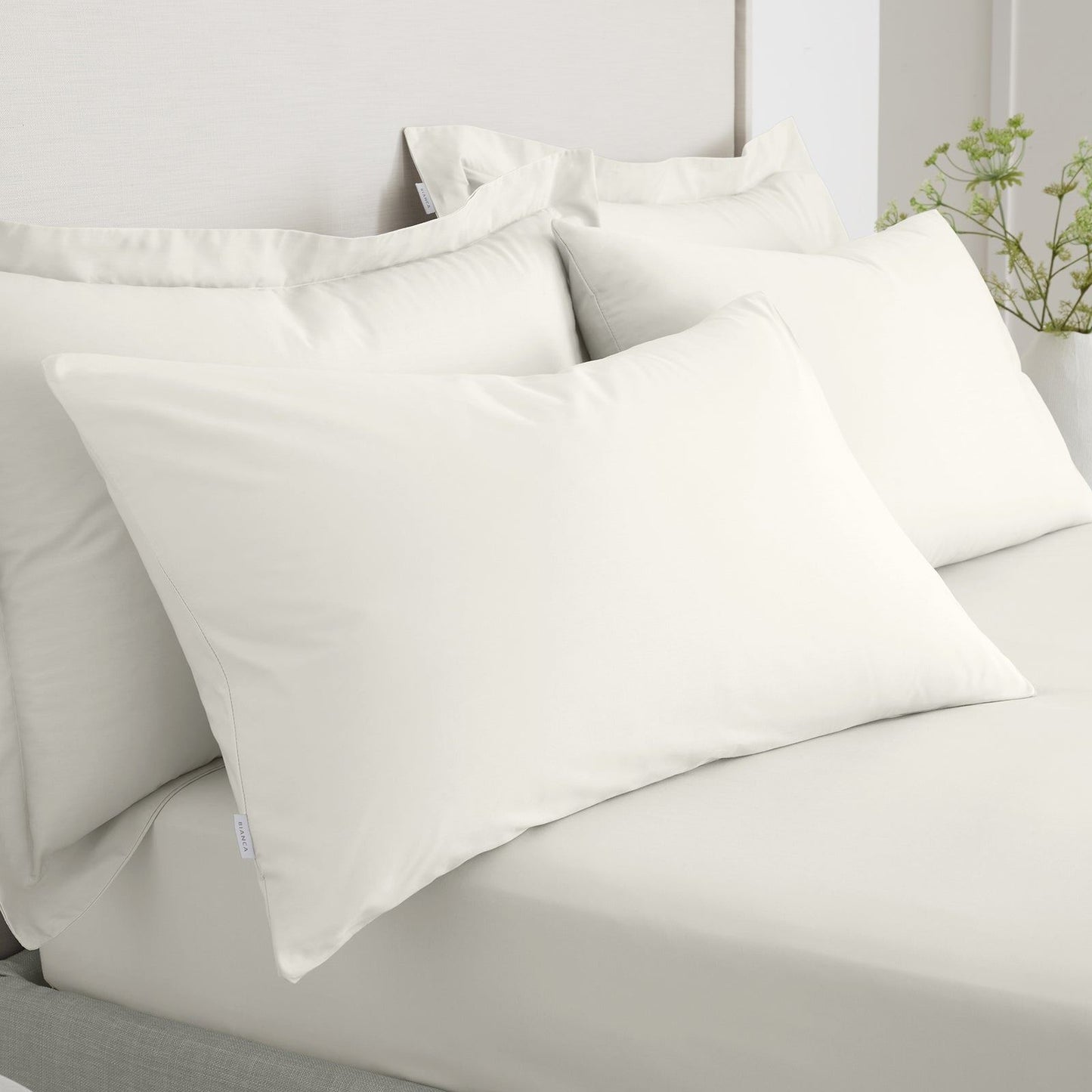 200 Thread Count Cotton Percale Cream Pillow case Pair with envelope closure