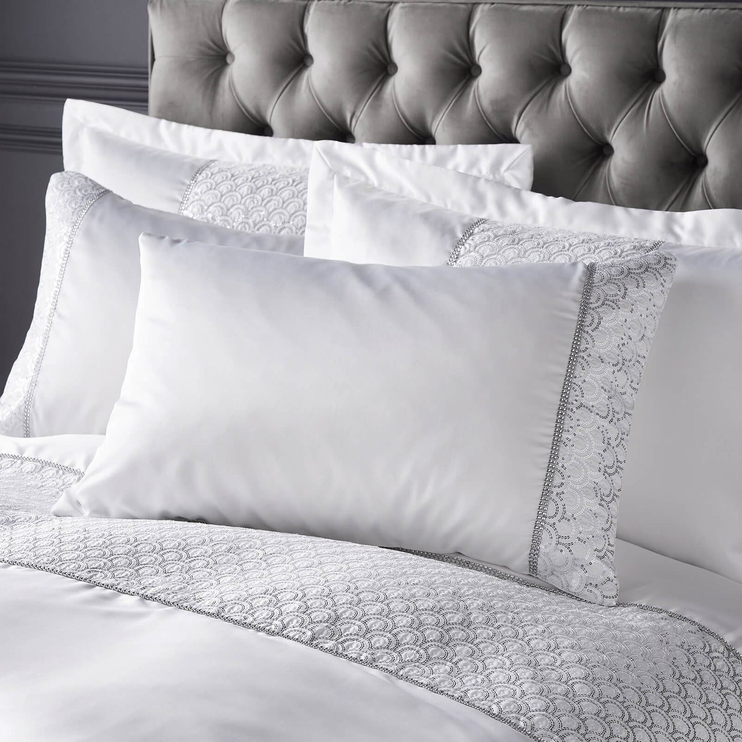 Deco Sequin White Duvet Cover Set