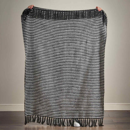 Stab Stitch Black Blanket Throw