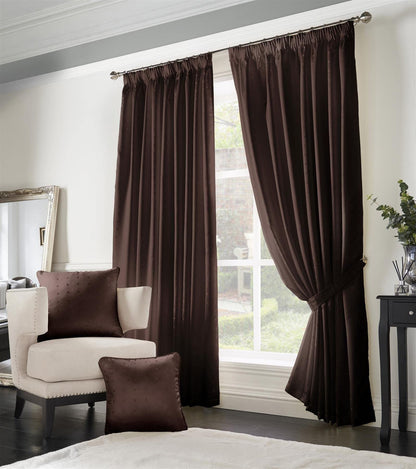 Madison Chocolate Pencil Pleat Curtains