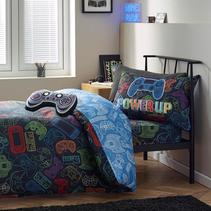 Catherine Lansfield Power Up Gamer Bedding Duvet Cover Set Black
