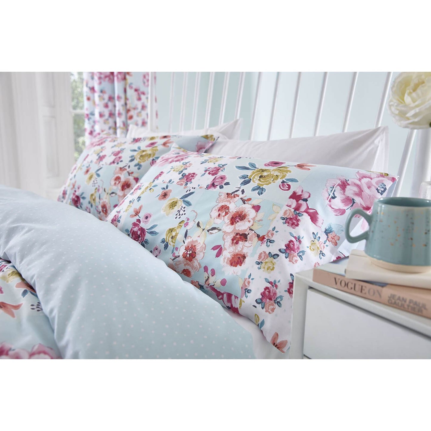 Flower PaTChwork Duck Egg Duvet Set