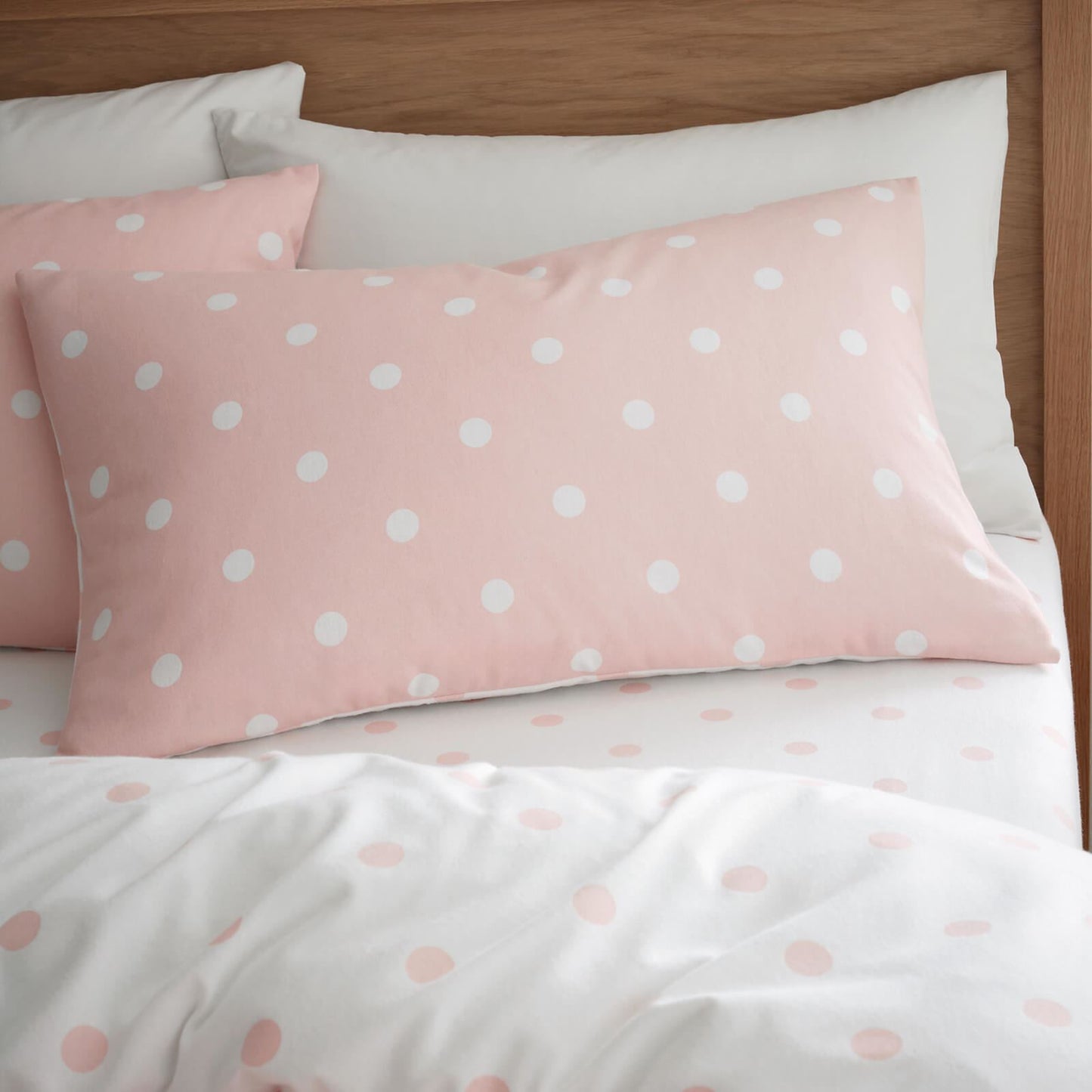 Brushed Polka Dot Pink Duvet Cover Set