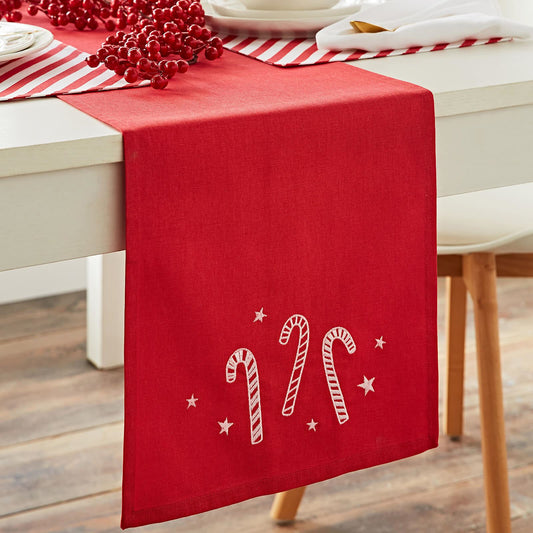 Christmas Candy Cane Red Table Runner - 32x220 cm