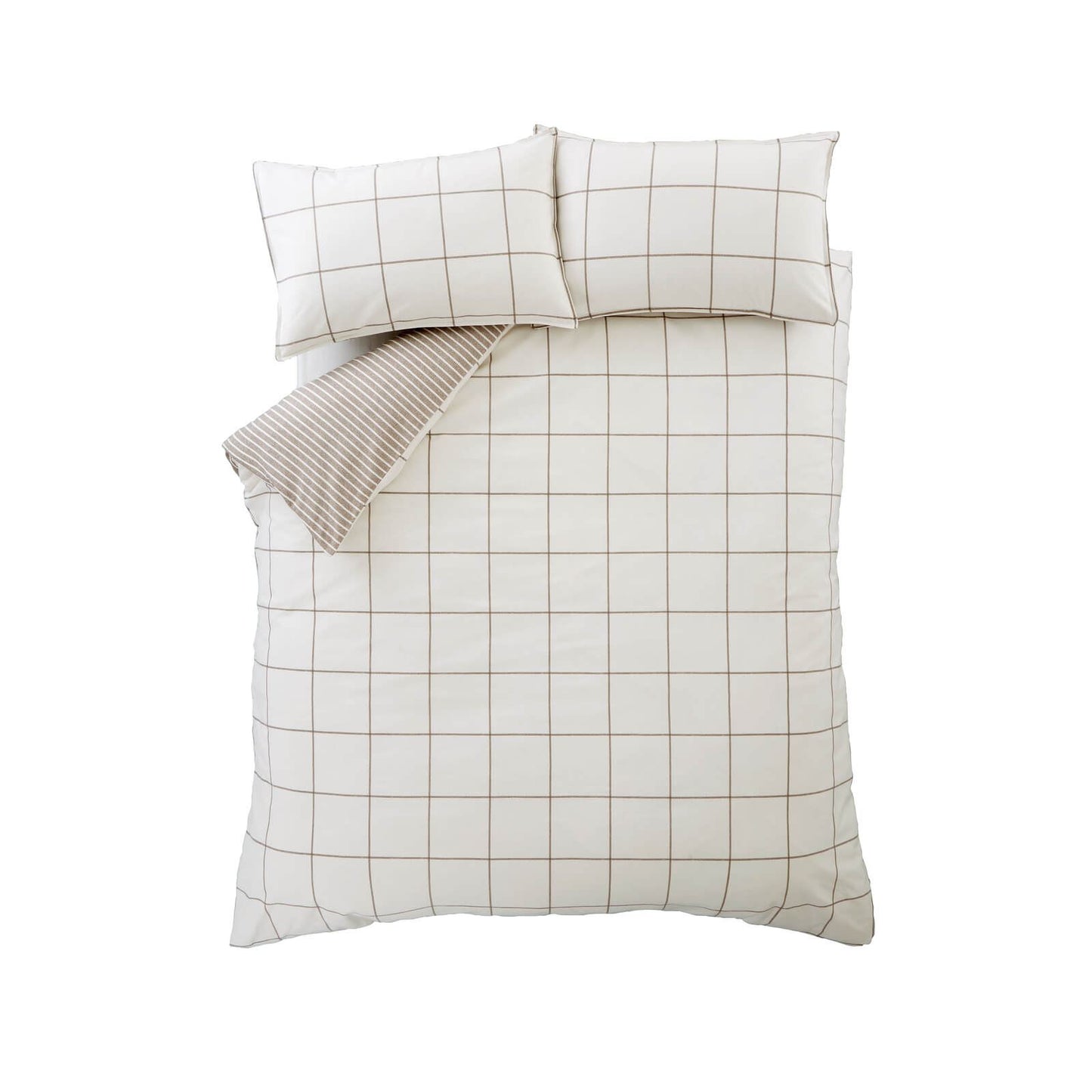 Bianca Fine Linens Regal Checked Reversible Cotton Bedding Duvet Cover Set Mole