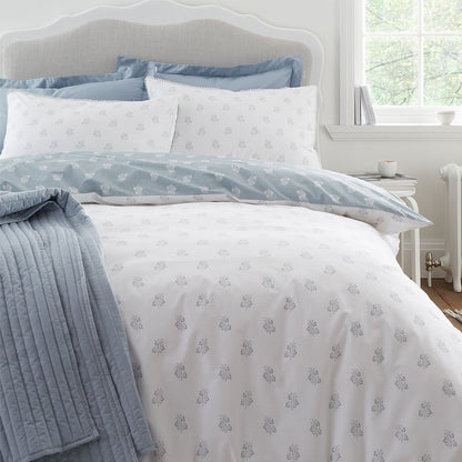 Bianca Esme Floral White / Blue Duvet Cover Set