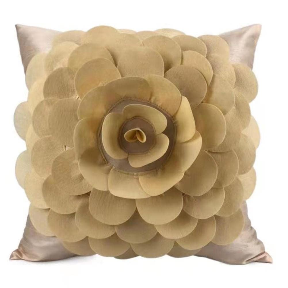 Felt Flower Cream Cushion Cover