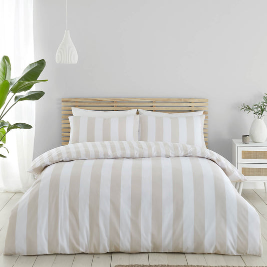 Cove Stripe Natural Duvet Cover Set