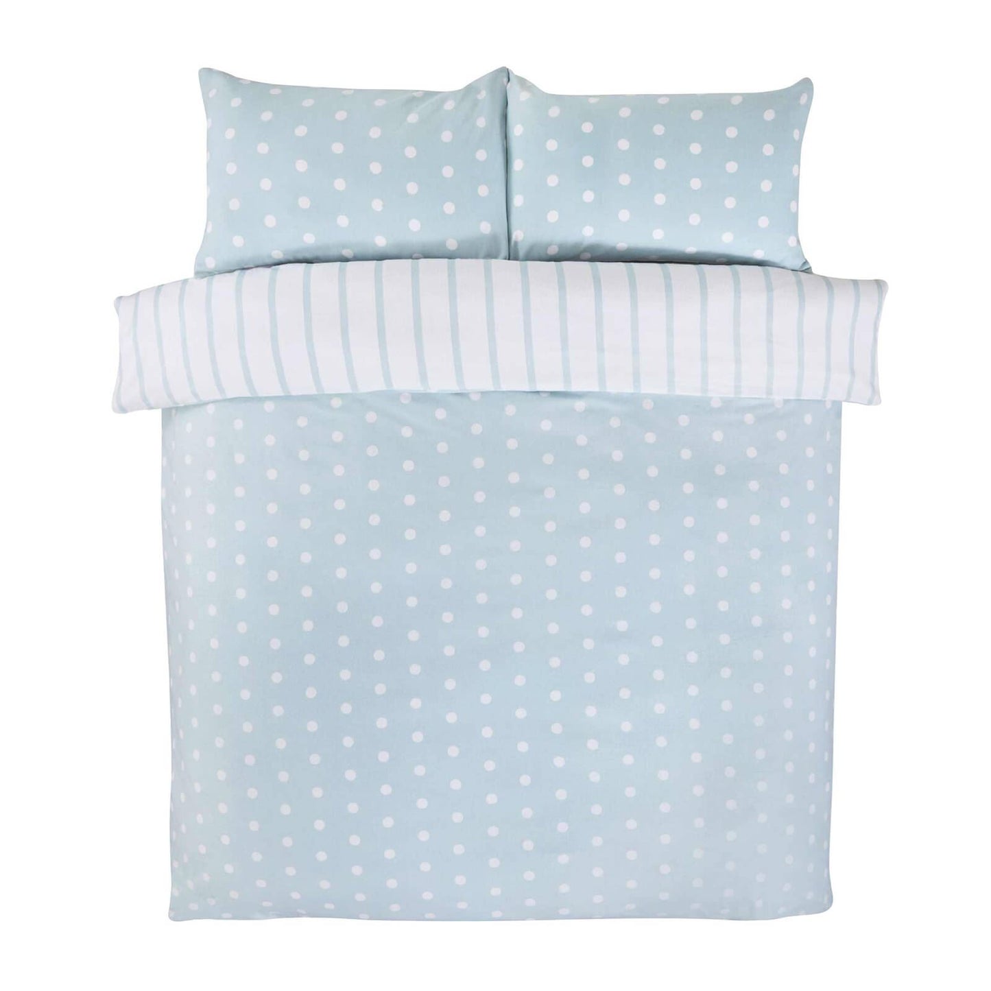 Spots & Stripes Duck Egg Micro Fiber Duvet Set