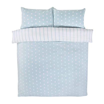 Spots & Stripes Duck Egg Micro Fiber Duvet Set