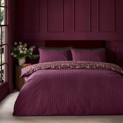 Catherine Lansfield Richmond Floral Reversible Duvet Cover Set Plum