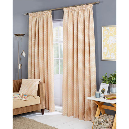 Balmoral Ochre Pencil Pleat Curtains