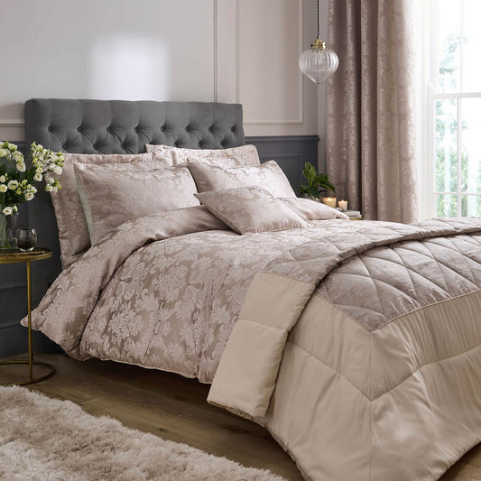 Damask Jacquard Champagne Duvet Cover Set