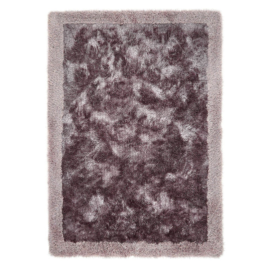 Shimmer Shaggy Border Purple Modern Rugs