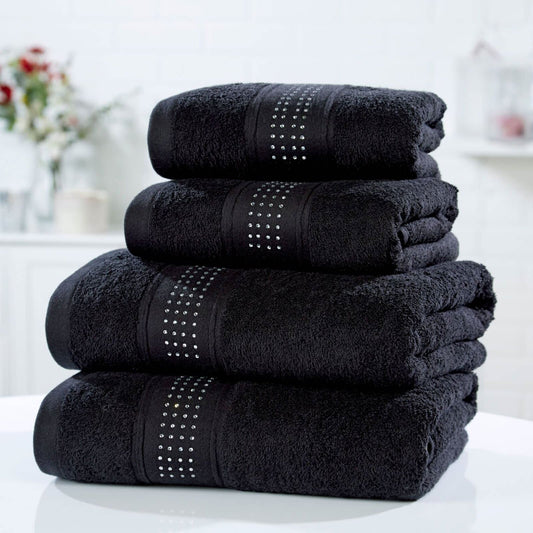 Diamonds Black Hand Towel