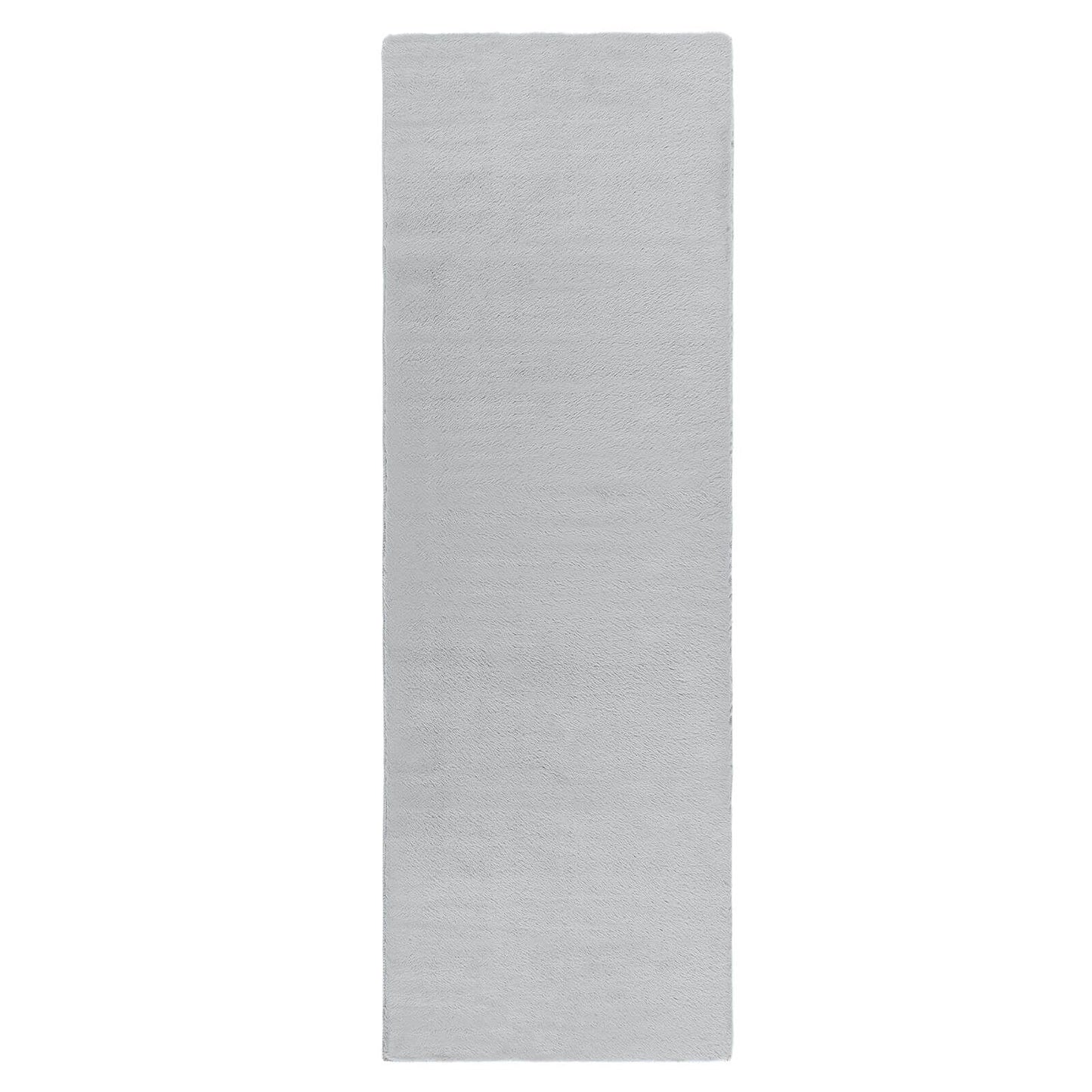 Washable Faux Fur Grey Hall Runner