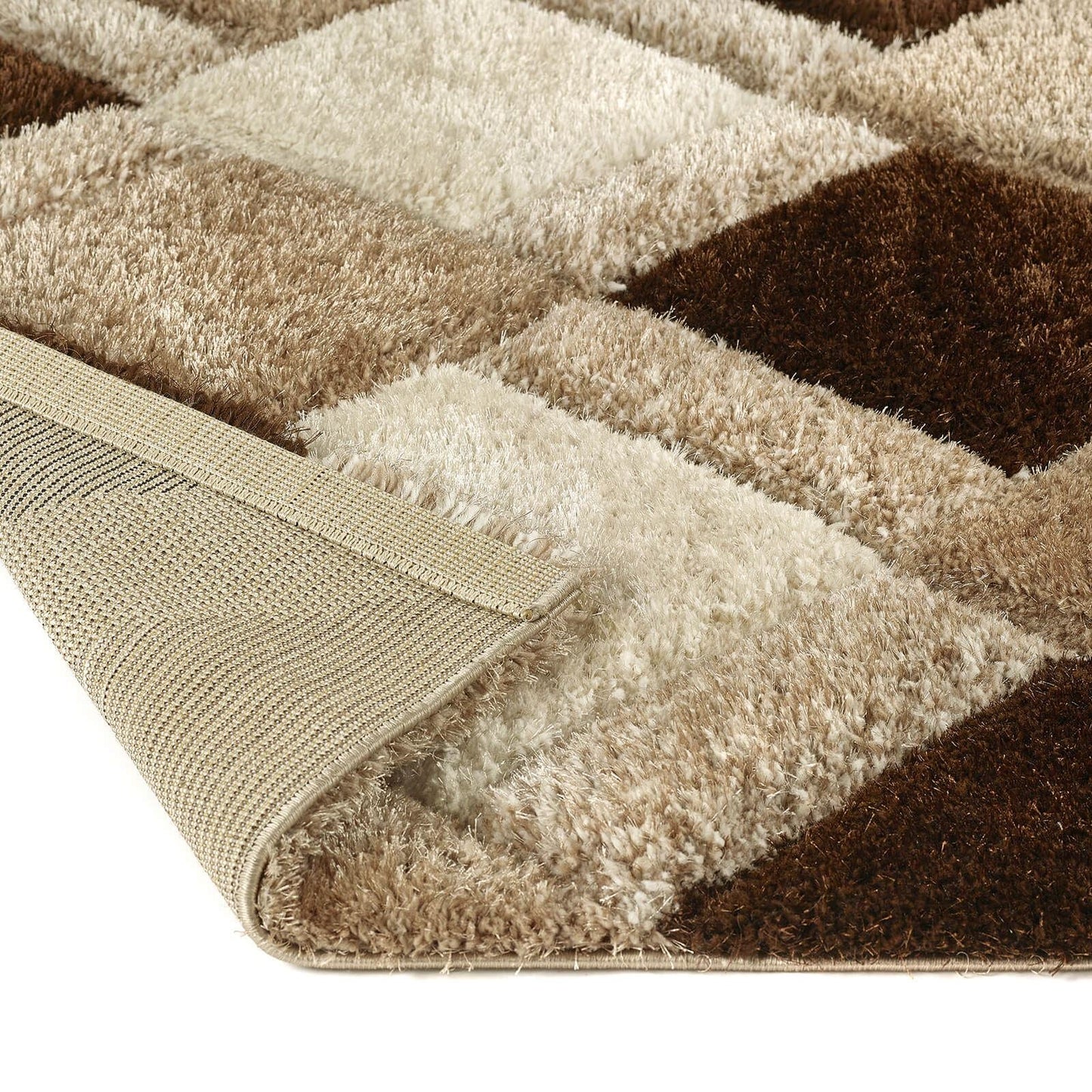 3D Geo Shaggy Beige Modern Rugs