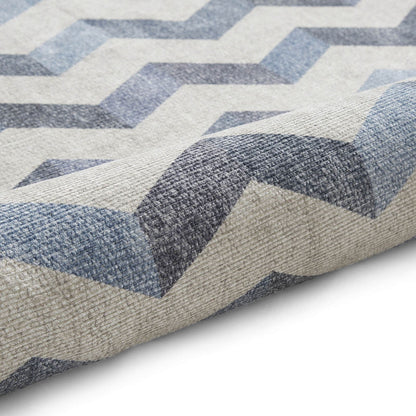 Coral H1059 Blue  Modern Washable Rug