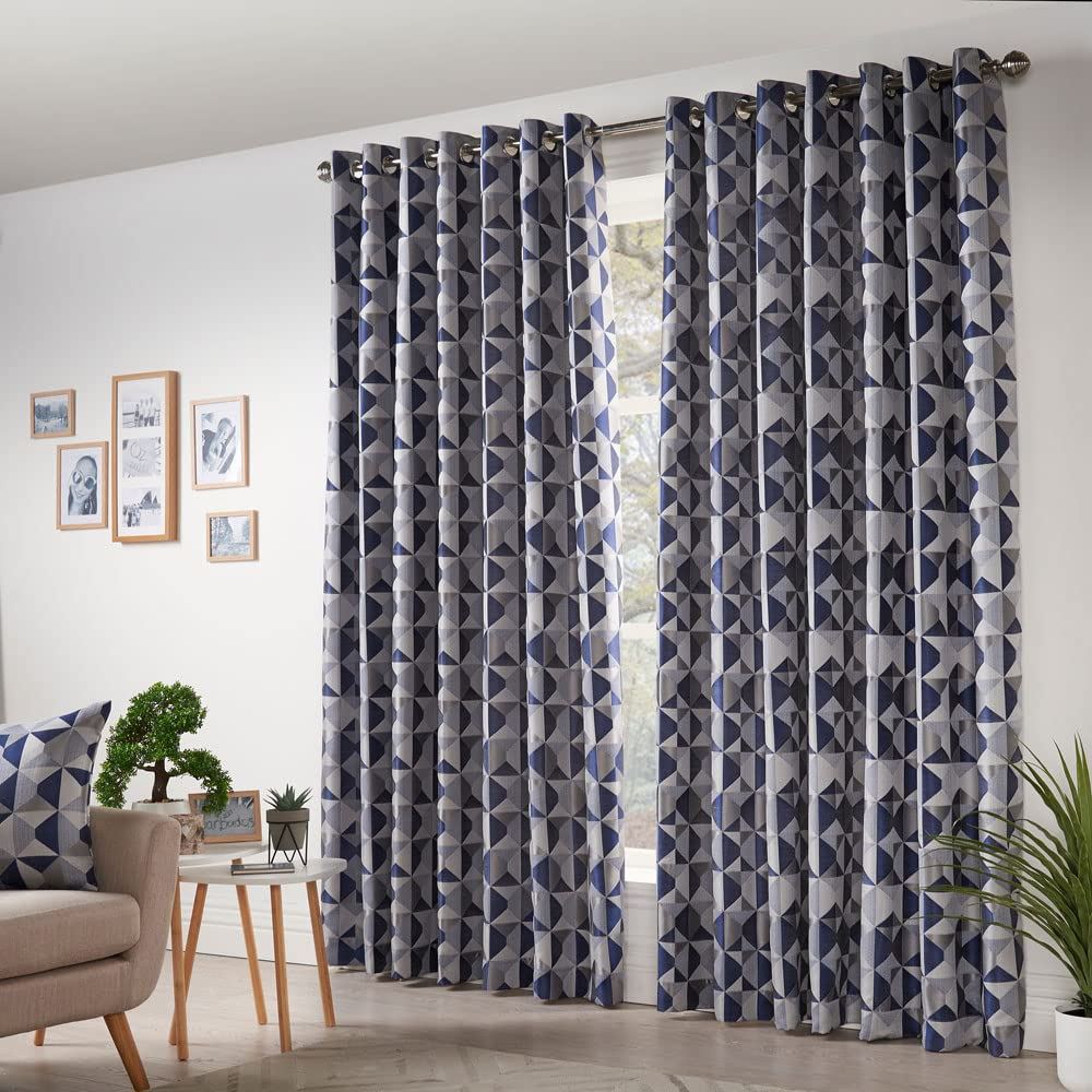 Skandi Navy Eyelet Curtains