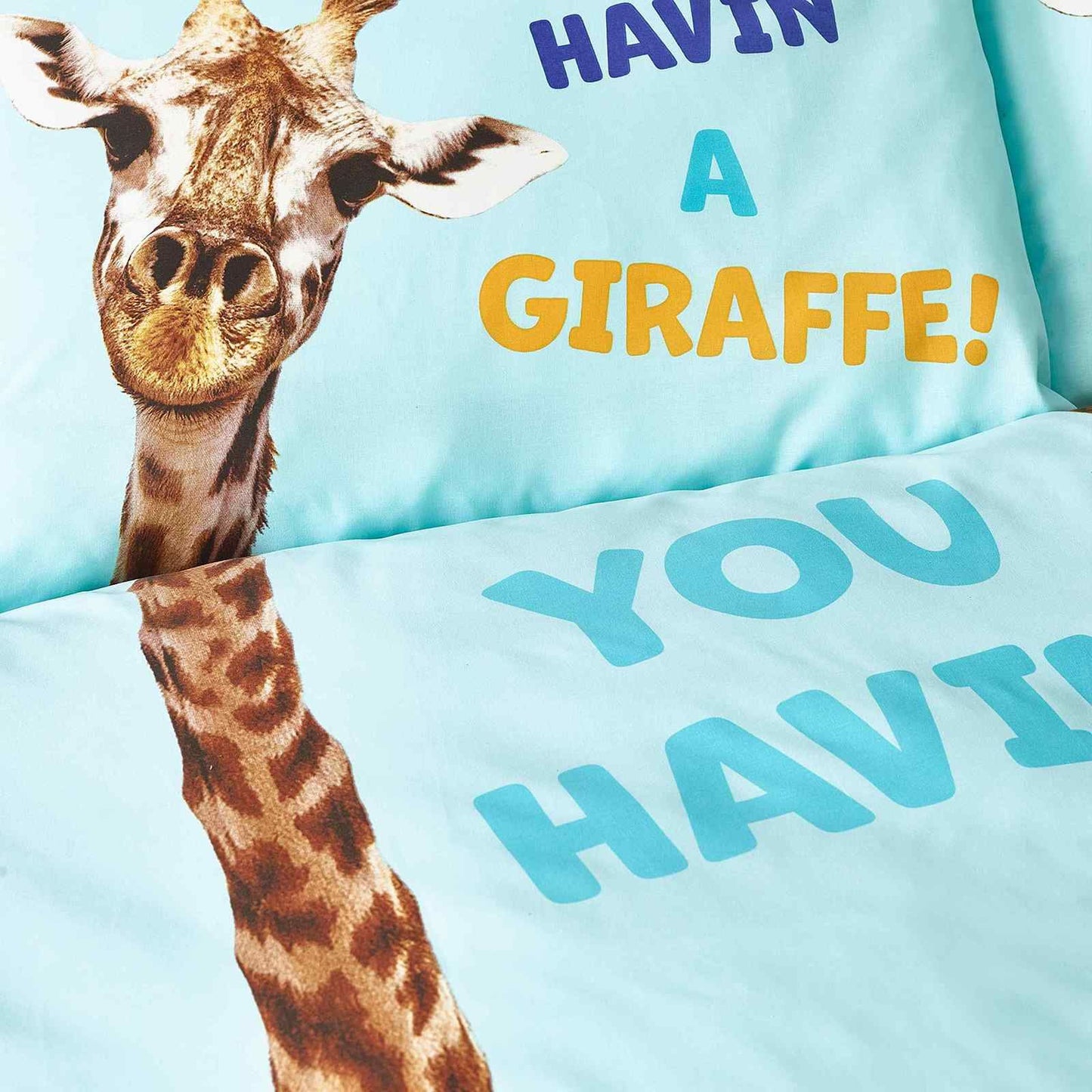 Havin A Giraffe Aqua Blue Duvet Cover Set