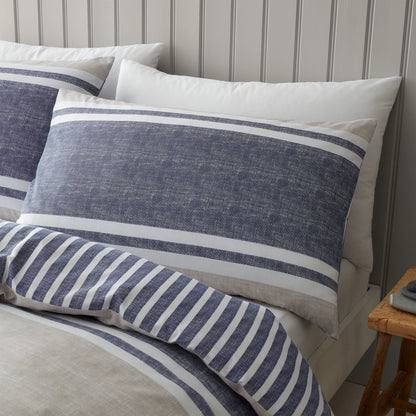 Textured Banded Blue Duvet Set