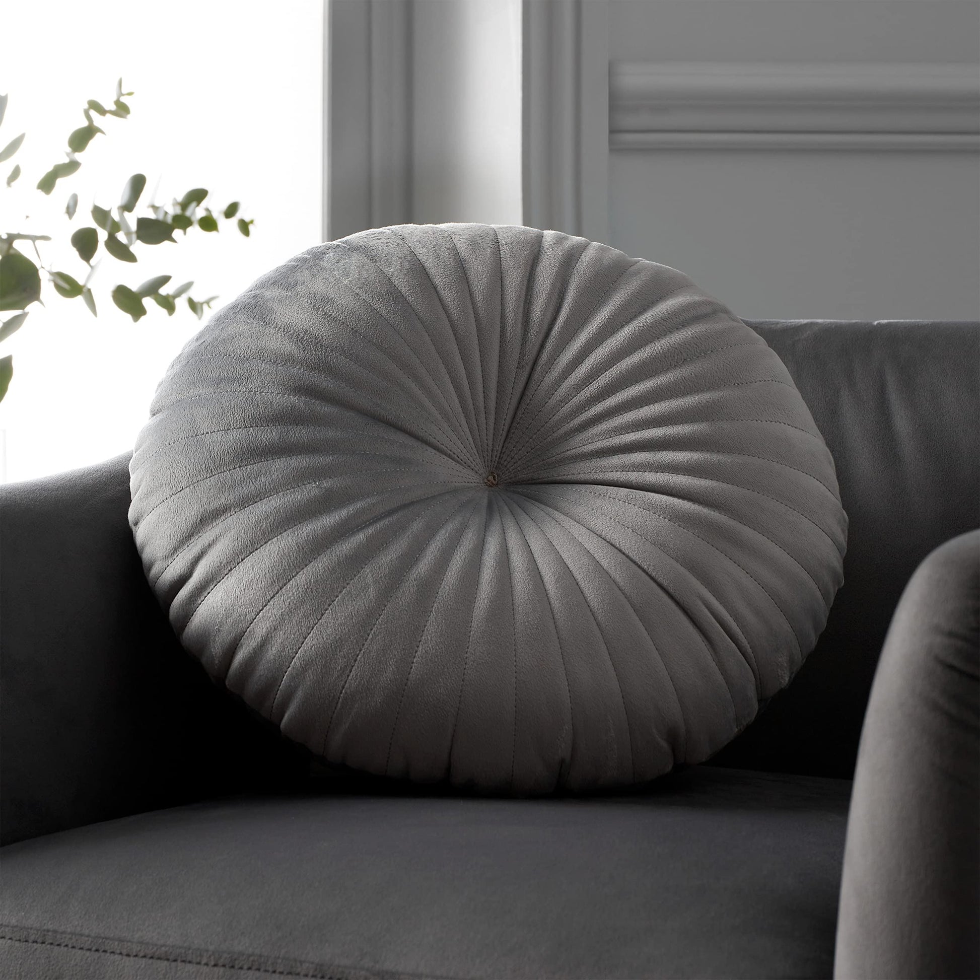 Living Round Grey Filled Cushion