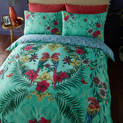 Paradise Parrot Green Duvet Cover Set