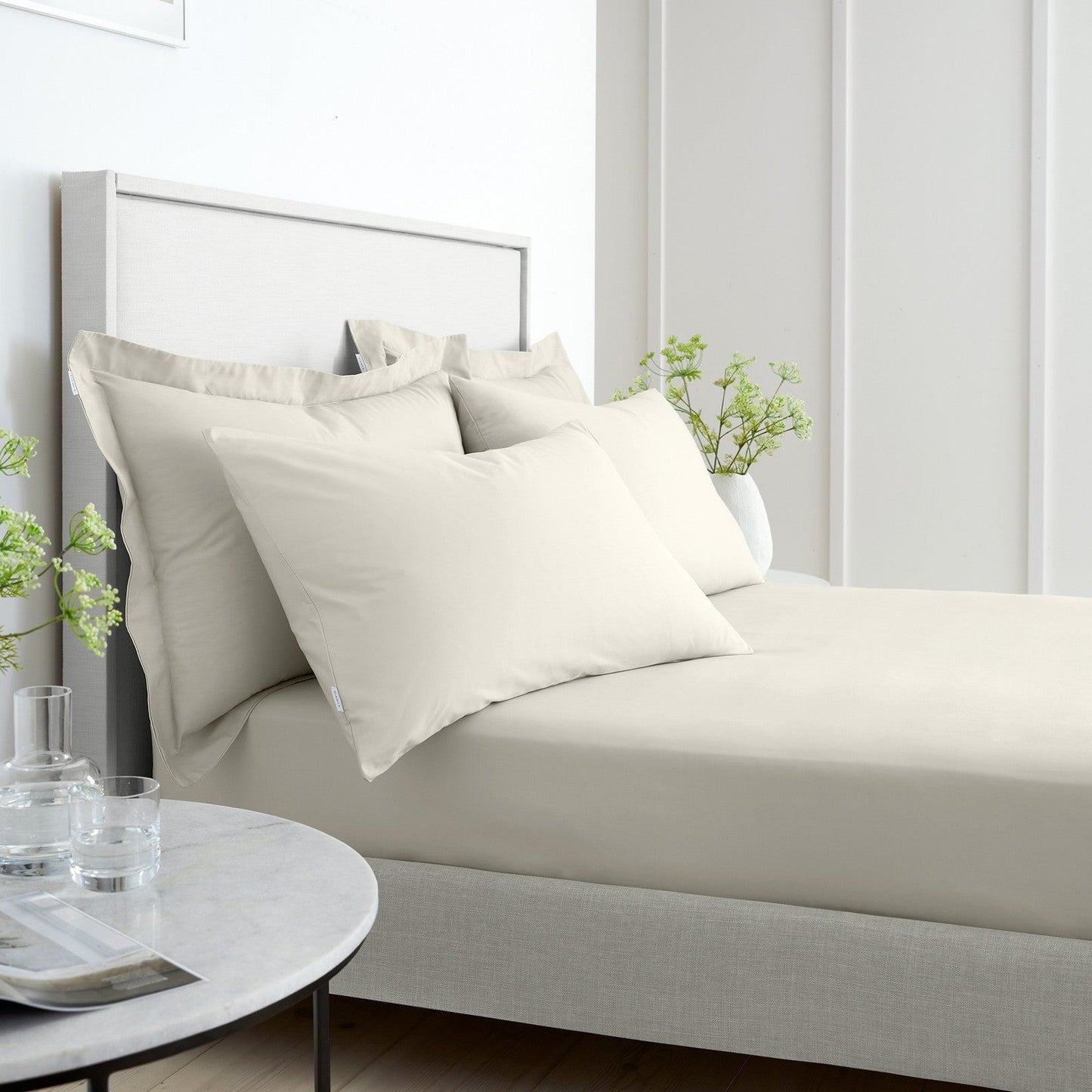 200TC Cotton Percale Natural Fitted Sheet