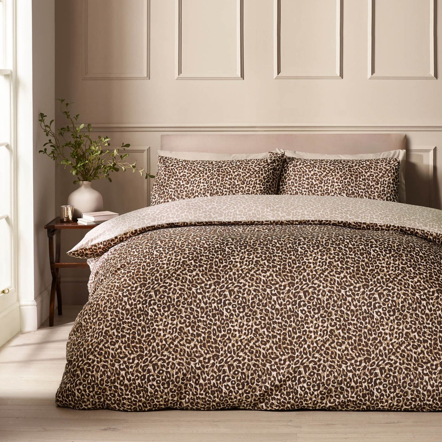 Catherine Lansfield Animal Print Bedding Duvet Cover Set Brown