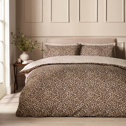Catherine Lansfield Animal Print Bedding Duvet Cover Set Brown