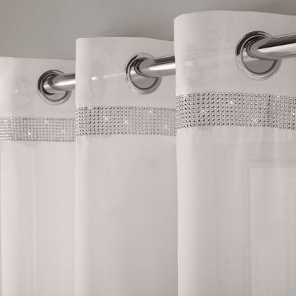 Glitter Ivory Ring Top Curtain Panel