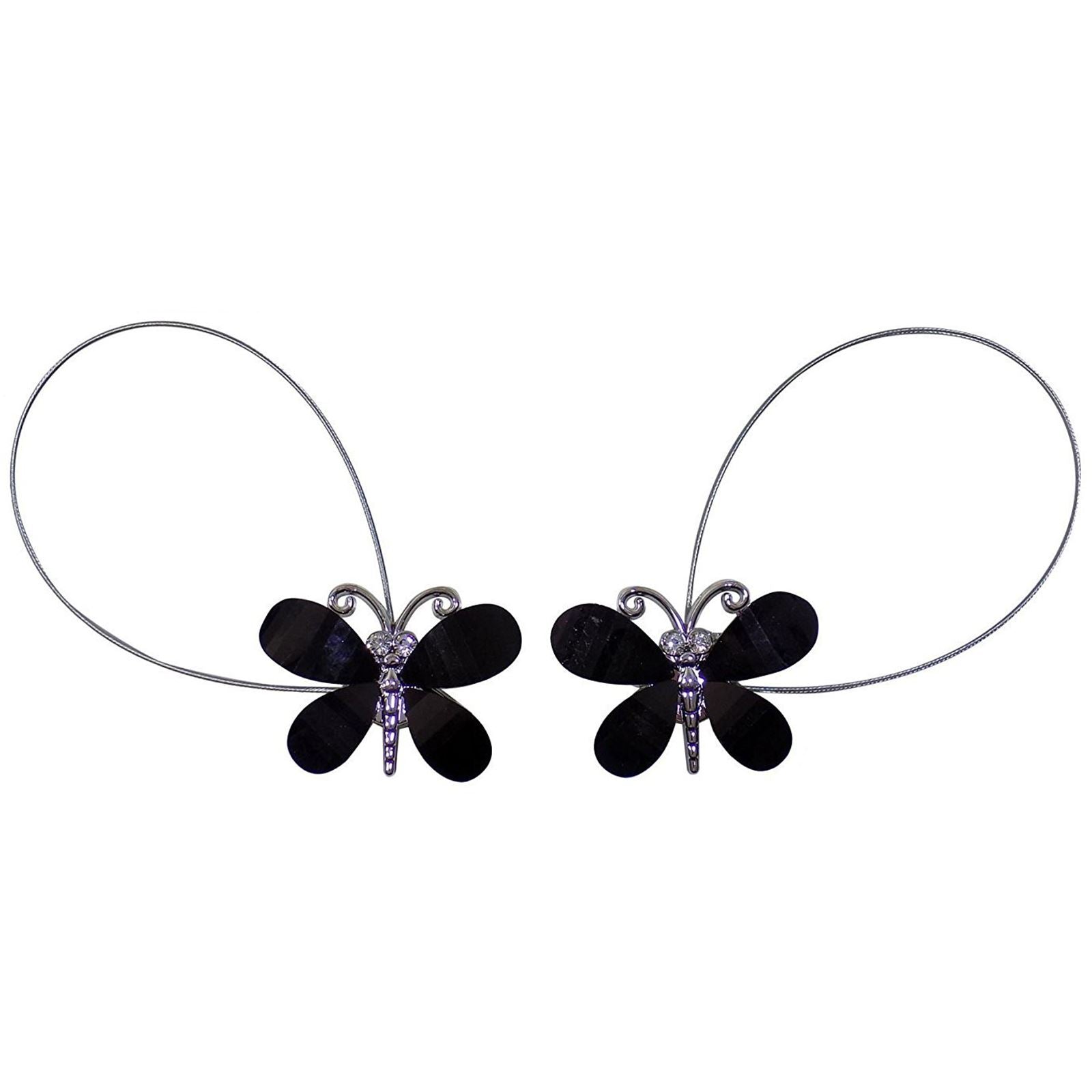 Magnetic Butterfly Wire Black Curtain Tiebacks Pair