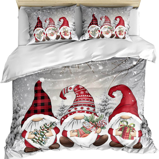 Christmas Gnomes Red/Grey Duvet Set