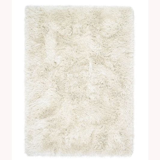 Contemporary Extravagance Plain Supersoft Shaggy Ivory Rugs 60X120Cm