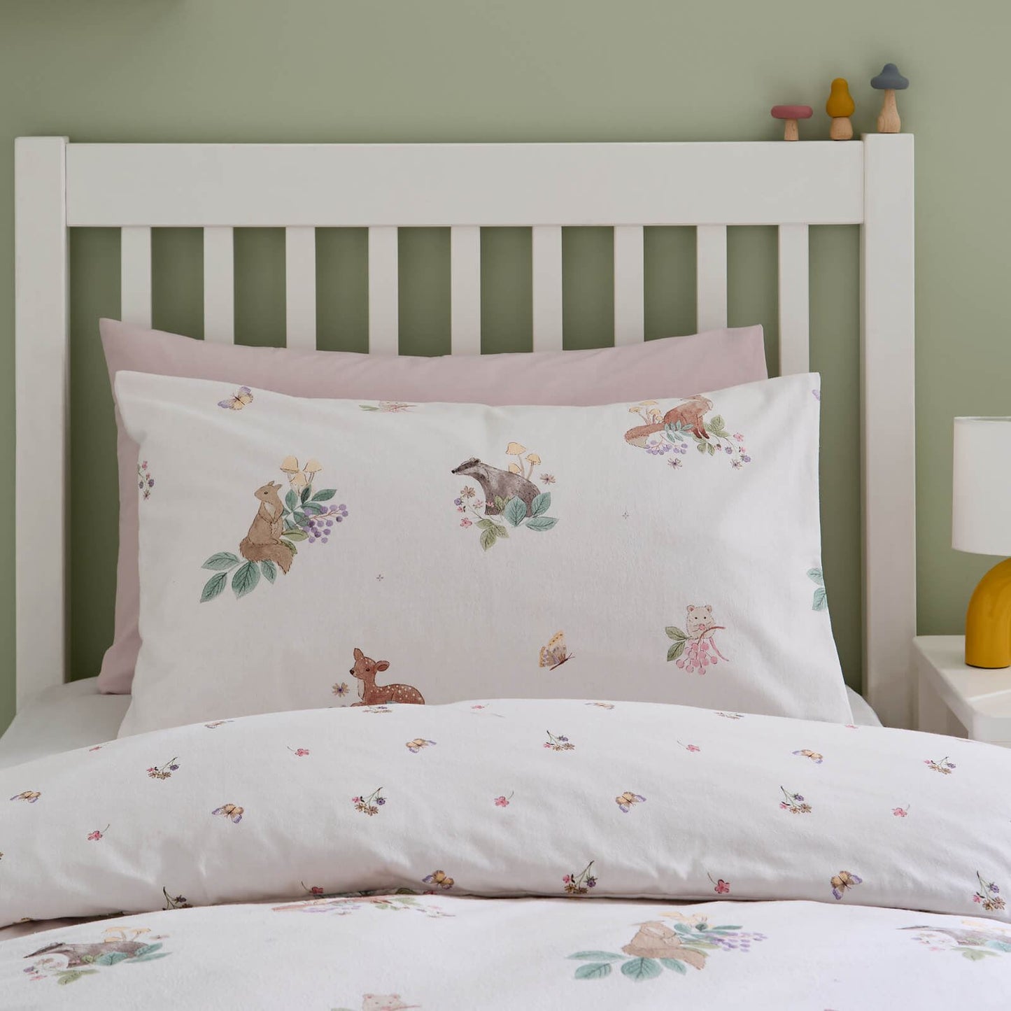 Catherine Lansfield Forest Friends Print Reversible Cotton Duvet Cover Set Cream