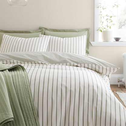 Bianca Hampton Stripe Green Duvet Cover Set