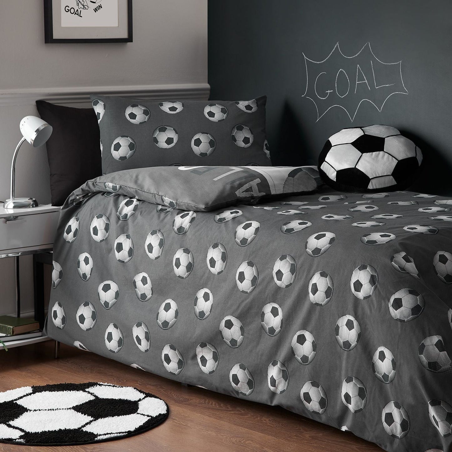 Catherine Lansfield Football Grey Duvet Cover Set